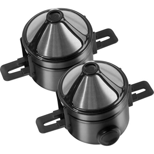 2pcs Foldable Coffee Filter Stainless Steel Drip Coffee Tea Holder Easy Clean Reusable Paperless Pour Over Coffee Dripper