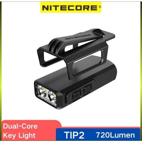 NITECORE TIP2 Keychain Light Dual-Core Magnetic 720 Lumens Rechargeable Powerful Torch Built-in Battery Portable LED Flashlight