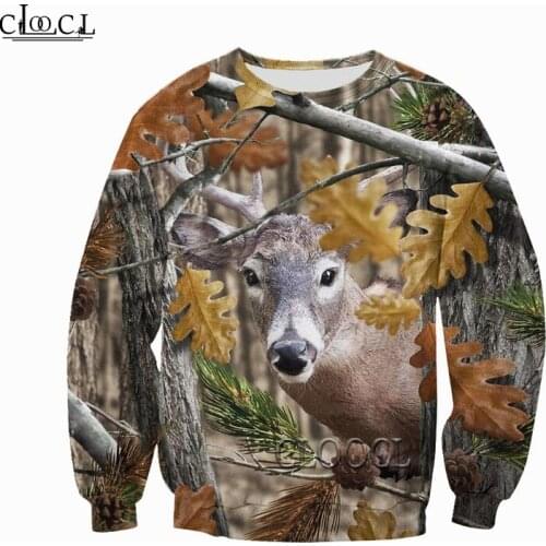 HX Deer Camo Animal Deer 3D Printed Sweatshirt Hoodie Harajuku Autumn Streetwear Unisex Casual jacket Tracksuits Drop Shipping