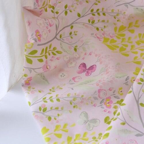 Cloth Cotton Digital Cotton Cloth Printing DIY Material Cotton Fabric Baby Clothes Curtain Powder Butterfly