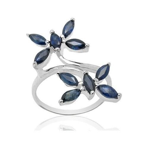 CoLife Jewelry Silver Butterfly Ring 2.5mm*5mm Natural Sapphire Silver Ring Solid 925 Silver Sapphire Jewelry