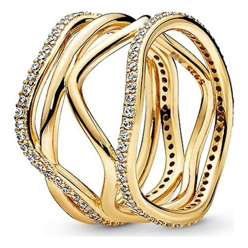 Genuine 925 Sterling Silver Women Pan Rings Swirling Lines Ring For Women Wedding Party Fashion Jewelry