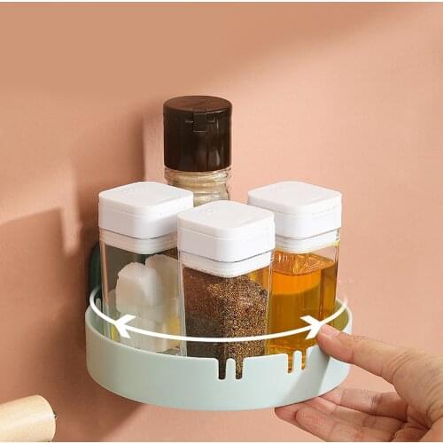 1Pcs 360° Rotating Wall-mounted Storage Rack Multifunctional Seasoning Organizer Shelf Non-slip Kitchen supplies Holder For Home