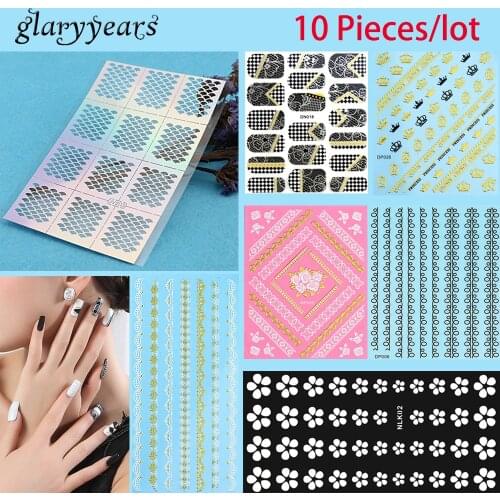 10 Pieces/lot Nail Art Sticker Leopard Print Flower Pattern Hollow Stencil Design Manicures Tool Decoration Nail Sticker Wedding