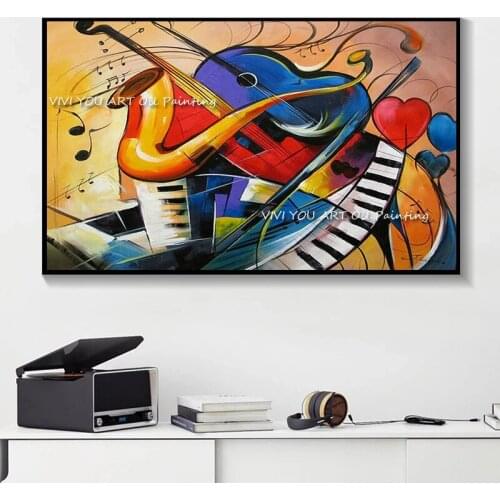 100% Handmade Modern Original Abstract piano musical instruments oil painting Large Wall Art for Living Room Home Decoration