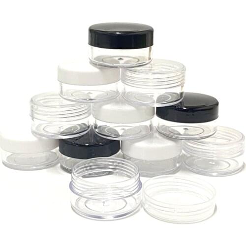100Pcs Empty Plastic Cosmetic Makeup Jar Pot 2g/3g/5g/10g/20g Transparent Eyeshadow Cream Lip Balm Container Storage Box