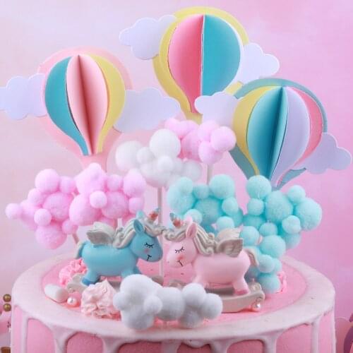 2PCS Cloud Cake Insert Cupcake Topper Birthday Party Decorations Flamingo Pineapple DIY Cake Decoration Kids Supplies