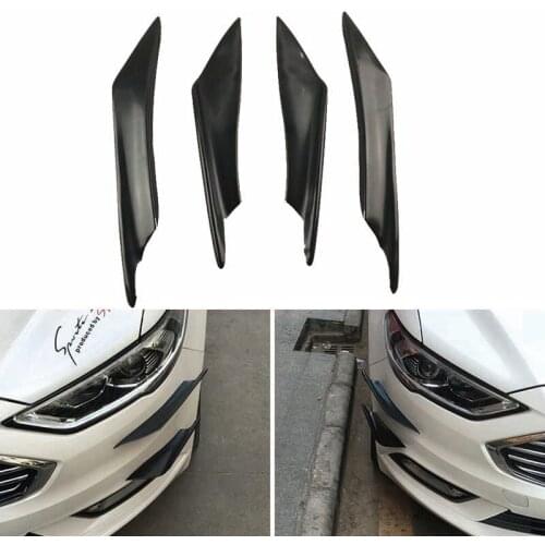 4 Pcs Universal Black Front Bumper Side Canards Splitters Fins Lip Splitters Fin Air trim Auto Body Side Wing Canards Splitters