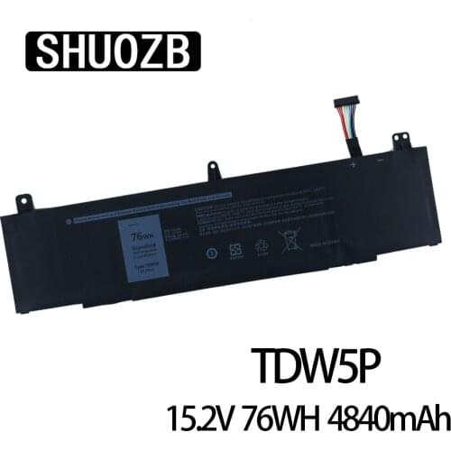 SHUOZB New 15.2V 76Wh TDW5P JFWX7 04RRR3 0V9XD7 4RRR3 P81G P81G001 For DELL Alienware 13 R3 ALW13C-1738 2508 2718 2738 2838
