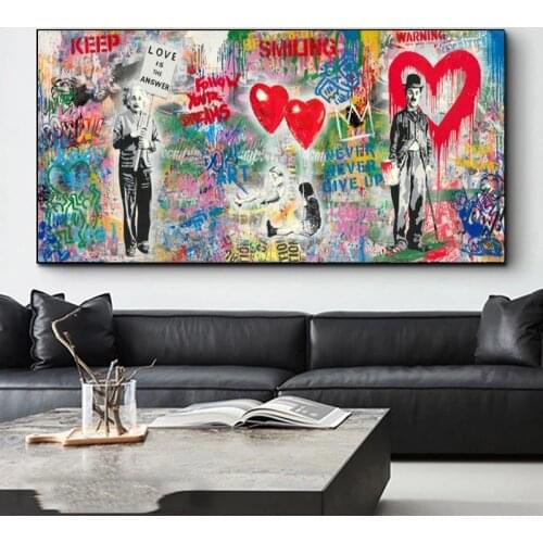 Banksy Art Canvas Posters Follow Your Dream Wall Posters and Prints Keep Smiling Wall Art Cuadros Pictures Home Wall Decoration