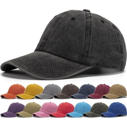 Washed Cotton Baseball Cap Unisex Plain Color Hat Casual Adjustable Outdoor Sport Visor Hats Multi-Color Optional Bone Caps