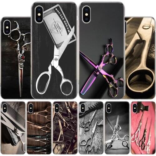 Hair Stylist Scissors Brush Phone Case For Apple Iphone 11 12 Mini Pro X XR XS Max 7 8 6 6S Plus 5 SE 7G 6G + Art Cover Coque Ca