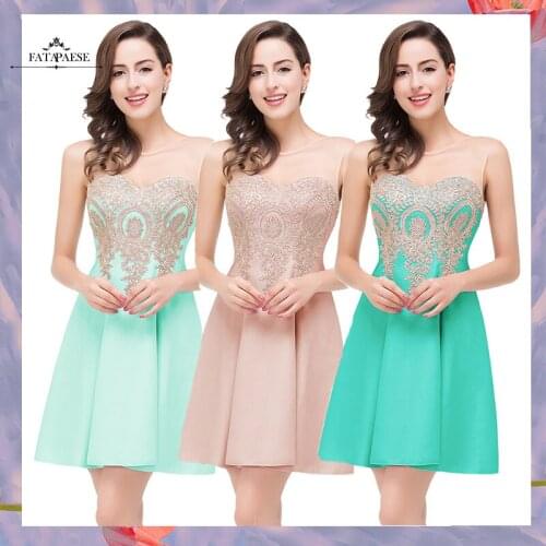 Robe de soiree Evening Dress 2019 Elegant A line Short Formal Party Dress Sleeveless Applique Evening Gown Fast Shipping