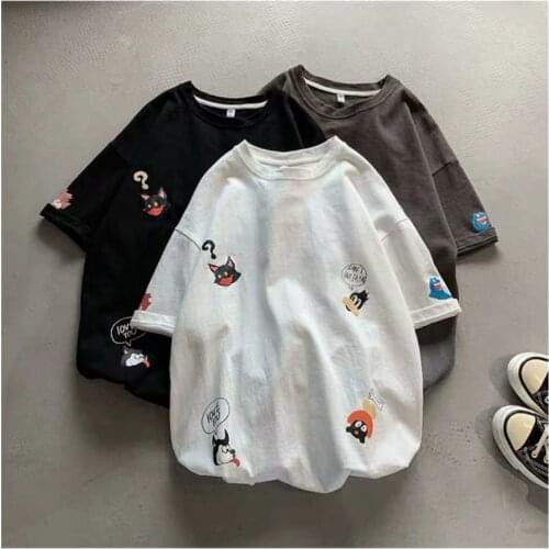 2020 Summer Fashion Mens T Shirt Cartoon Printing Round collar Five Cent sleeve T Shirt Street attire Loose Sports T Shirt Mens