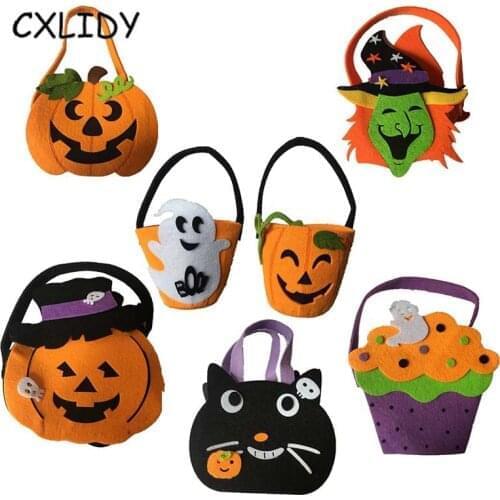 Halloween Non-woven Children Handmade Candy Pumpkin Bucket Pumpkin Bag Pie Candy Bag Party Supplies qq241