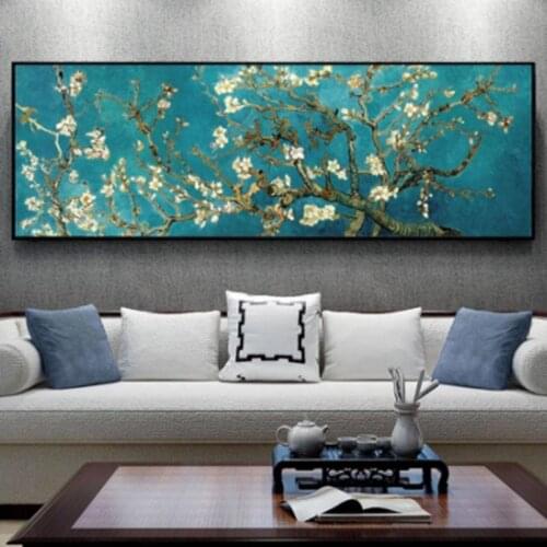 Van Gogh Almond Blossom Reproduction Large Size Wall Art Posters And Prints Impressionist Flowers Picture For Living Room frame