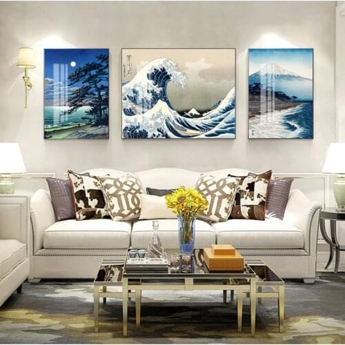 Pictures For Living Room Oriental Home Decor Vintage Japanese Landscape Poster Prints Wave Kanagawa Art Canvas Painting Wall