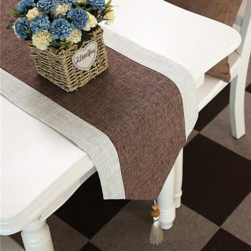 Brown Table Runner for Dining Table Event Party Supplies Grass Wedding Tablecloth Christmas Luxury Table Runner with Tassels