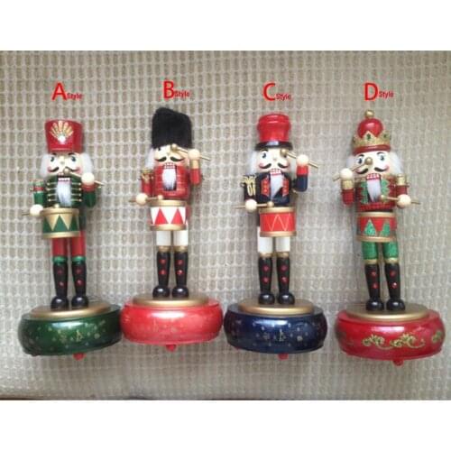 Toy 31CM fine painted nutcracker Round Music Box walnut soldiers novelty ornaments Exquisite Gift Box Christmas gift HT055