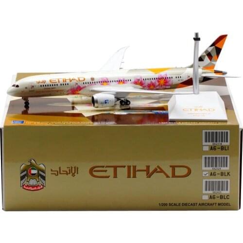 Diecast 1/200 Scale B787-9 A6-BLK for Etihad Airline Airplane Toy Aircraft Alloy Plane with Landing Gear Model Collection