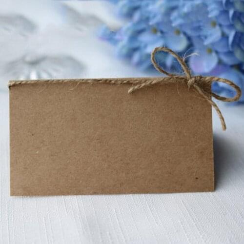 MagiDeal Delicate 50x Kraft Paper Blank Place Name Card Rustic Wedding Table Card Twine Bow