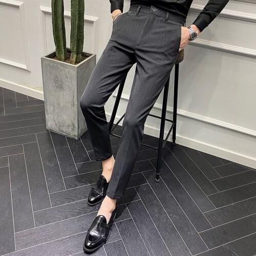 2021 Business Dress Pants Men Embroidery Office Social Formal Suit Pants Casual Streetwear Wedding Trousers Pantalon Homme 28-42