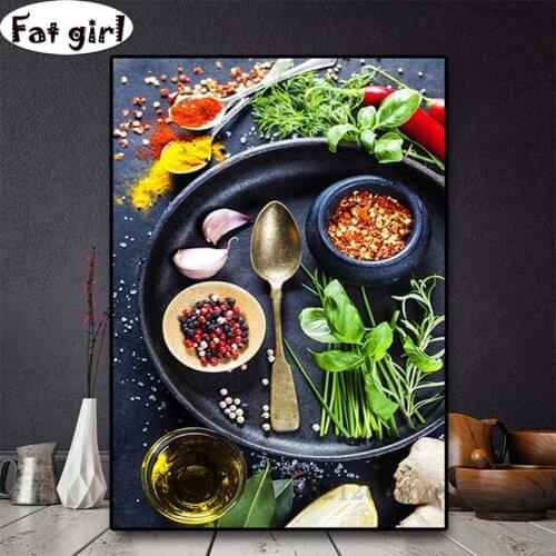 Diy Diamond Painting kitchen decor Diamond Embroidery Vegetables spices spoon 5d Full drill square Round Rhinestone mosaic kit