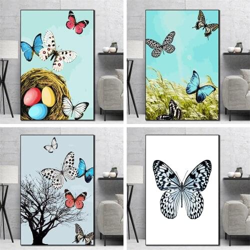 Home Decoration Child Painting Butterfly Picture DIY Painting By Number 40x50cm Adult Art Painting Poster Brush Set