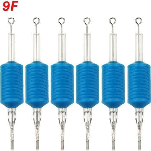 OPHIR Tattoo Accessories 6PCS/Lot 9F Blue Disposable Tattoo Tube Tips with Nozzle Needles Grip _TA111(9F)-6x