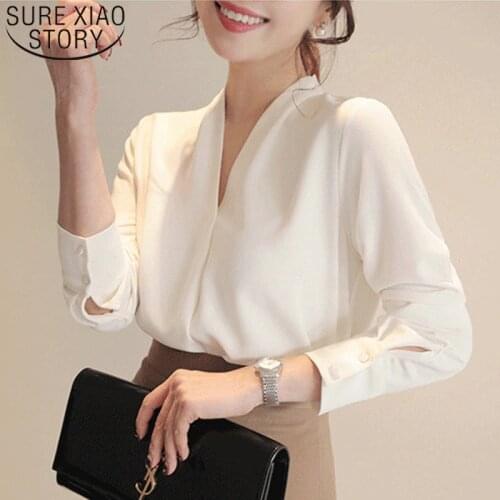 Long Sleeve Women Shirts Solid White Chiffon Office Blouse Women Clothes Womens Tops and Blouses Blusas Mujer De Moda 8212 50
