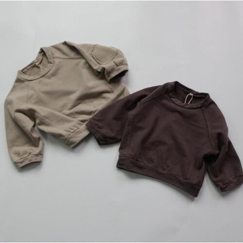 New Autumn Toddlers Kids Pure Color Patch Sweatshirts Korean Style Children Clothes Baby Boys Loose Pullovers Tops