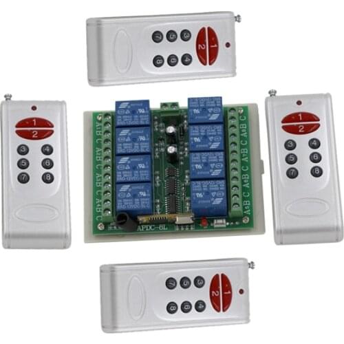 New Arrival DC 12V 8CH Wireless Remote Control Switch 10A RF Switch 4xTransmitter+ Receiver For Access/door System SKU: 5003
