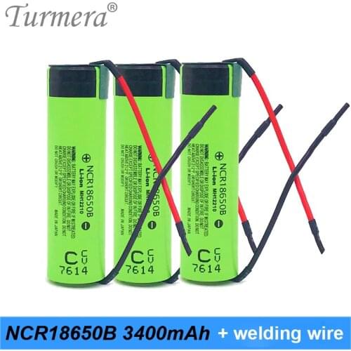 Original battery 18650 3400mah ncr18650b 3.7v battery for power bank and screwdriver + welding wire Turmera 3400mah battery ori