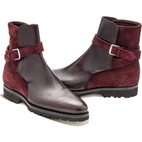 Pop Autumn Winter Toe Stitch Men Martin Ankle Boot PU Patchwork Warm Low-heel Casual Fashion All-match Rubber Mens Shoes