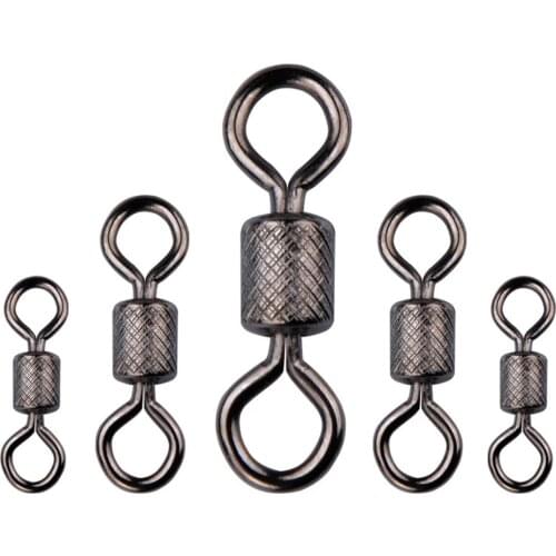 50PCS/Lot Fishing Swivels Ball Bearing Swivel with Safety Snap Solid Rings Rolling Swivel for Carp Fishing Accessories
