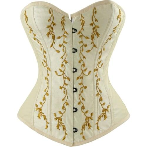 Sexy Womens Spiral Steel Boned Waist Training Corset Bustiers Embroidery Lingerie Corselet Punk Modeling Gothic Korset