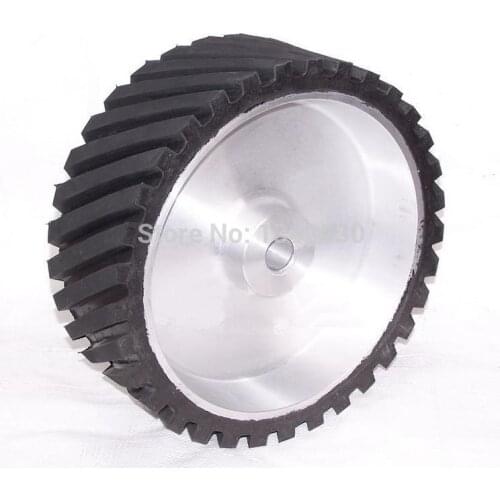 250*50*25/32mm Grooved Rubber Wheel Belt Sander Polisher Wheel Sanding Belt Set Contact Wheel