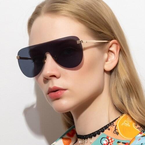 TEENYOUN Women Fashion Oversize One Piece Sunglasses Brand Cat eye Sun Glasses Reflective Shades Eyeware Oculos de sol UV400
