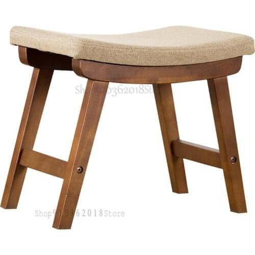 Fabric Makeup Stool Dressing Stool Dining Stool Sofa Stool Shoe Stool Creative Foot Stool Learning Stool Curved Solid Wood Stool