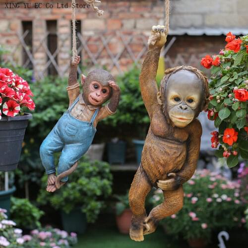 Outdoor Garden Decoration Tree Pendant Creative Simulation Animal Sculpture Resin Little Monkey Pastoral Decoration Accessories