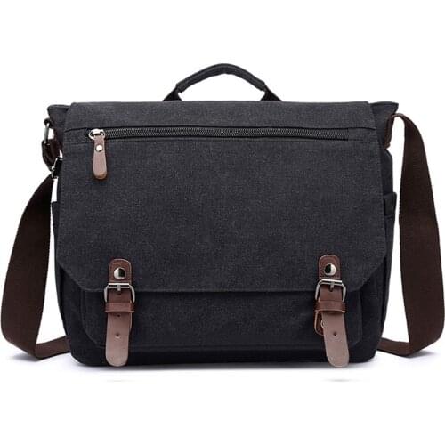 Retro vintage Canvas Multifunction Messenger Shoulder Bag Solid Briefcases Suitcase Card Pocket For Men Women Outdoor Office Bag