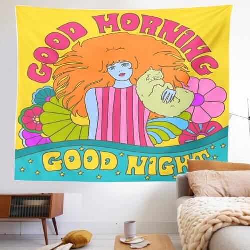Vintage Tapestry Cat Girl Tapestry Bohemian Style Decoration Home Decoration Hippie Mattress Girls Dorm Room Decor Wall Hanging