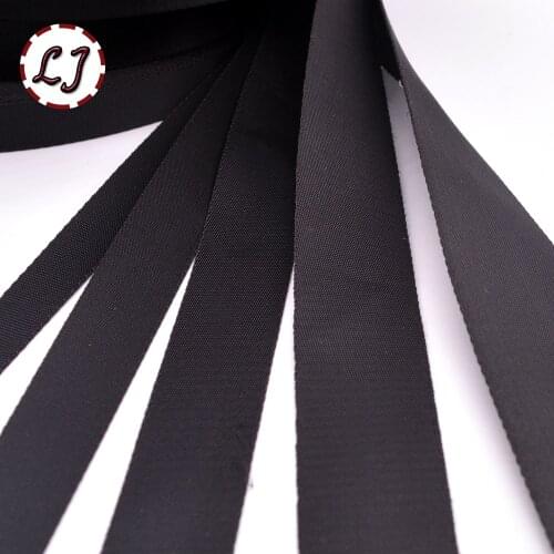 High quality 20mm/25mm/32mm/38mm/50mm black nylon velvet ribbon webbing tape for hat luggage and bags garment suppliers DIY