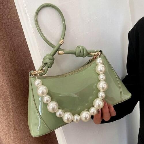 Pearl Chain Pu Leather Handbags For Women 2021 Shoulder Bag Female Small Elegant Totes Lady Handbag Luxury Hand Bag