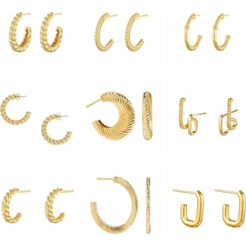 2021 Trend Copper European Vintage Stud Earrings Luxury C Shape Womens Earring Wedding Gothic Jewerly Piercing Pendientes