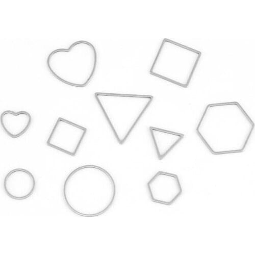 100% Stainless Steel Heart Square Triangle Round Hexagon Shape Heart Jewelry Hollow Metal Thin Line Shape Wholoesale 10pcs