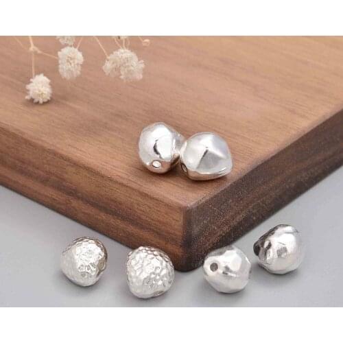 11MM 925 Sterling Silver Concave Convex Spacer DIY Beads Bracelet Thai Silver String Irregular Shape Bead Handmade Accessories