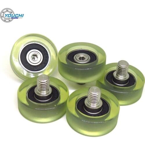 2pcs OD 32mm Installation Clearance 2mm PU Coated Drawer Rollers With M8 Screw And 608 Bearing PU60832-12C2L10M8