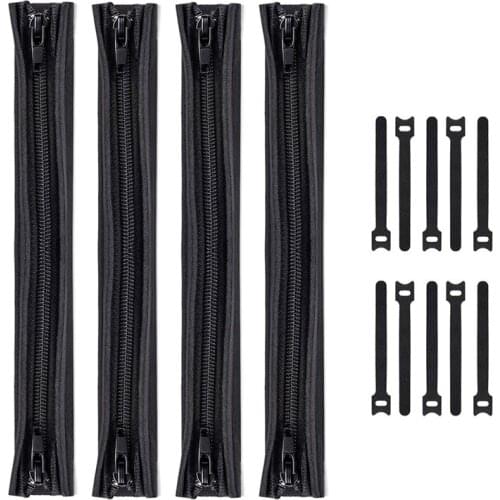 4 Pack Cable Management Sleeve with 10 Pcs Cable Tie Cord Organizer Cable Cover Wrap Wires Hider System with Zipper