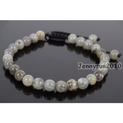 Handmade 6mm Adjustable Natural Labradorite Gems Stone Round Beads Bracelet Healing Reiki 5 Strands/Pack